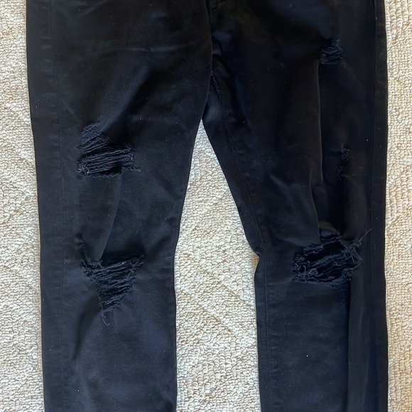 7 for All Mankind Paxtyn Distressed Skinny Slim Black Jeans - Picture 6 of 6
